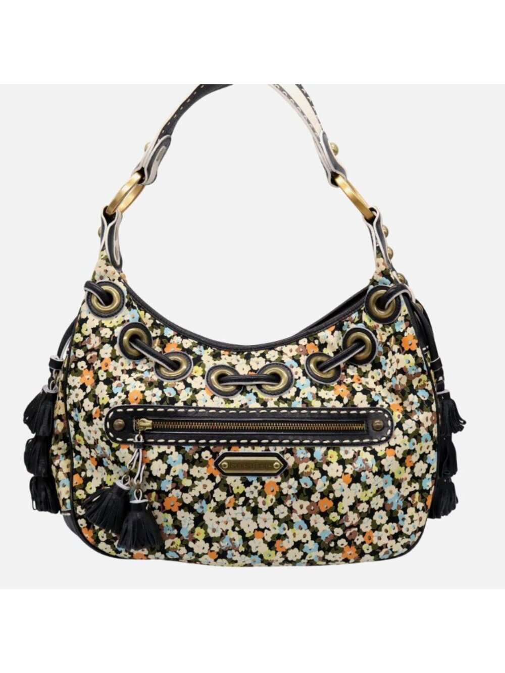 Rare Vtg Early 2000's Isabella Fiore Floral Hobo Purse Leather Tassels Boho Y2K - Picture 9 of 16